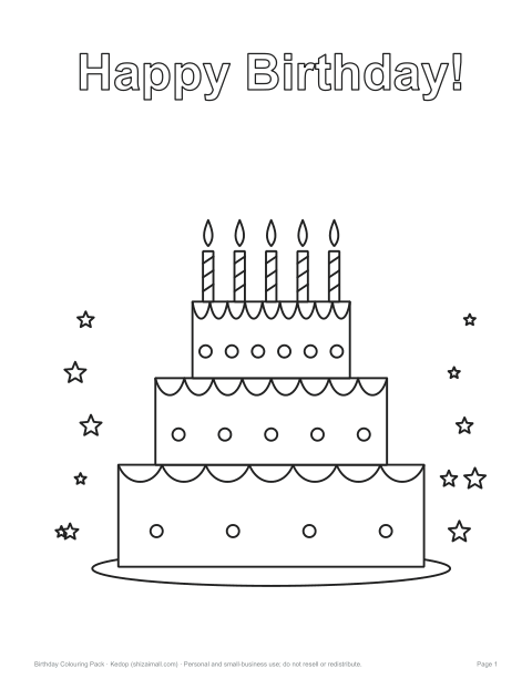 Preview of the first page of Six colouring pages (PDF)