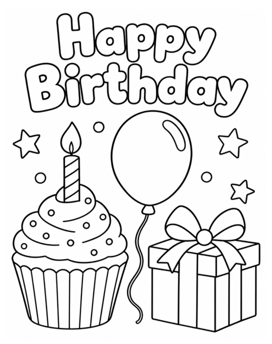 Preview of Easy Birthday Coloring Pages