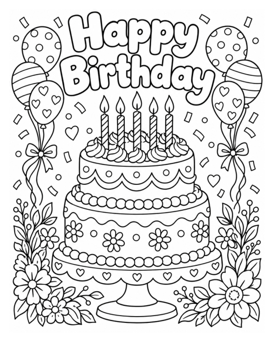 Preview of Birthday Coloring Pages for Adults