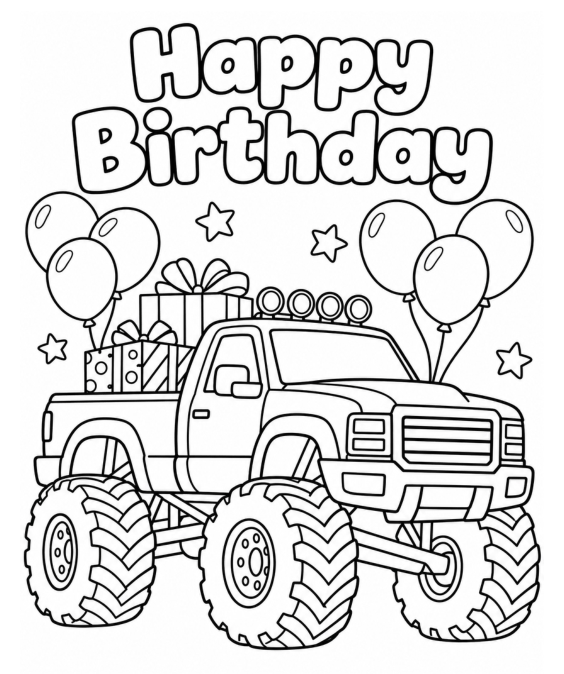 Preview of Birthday Coloring Pages for Boys