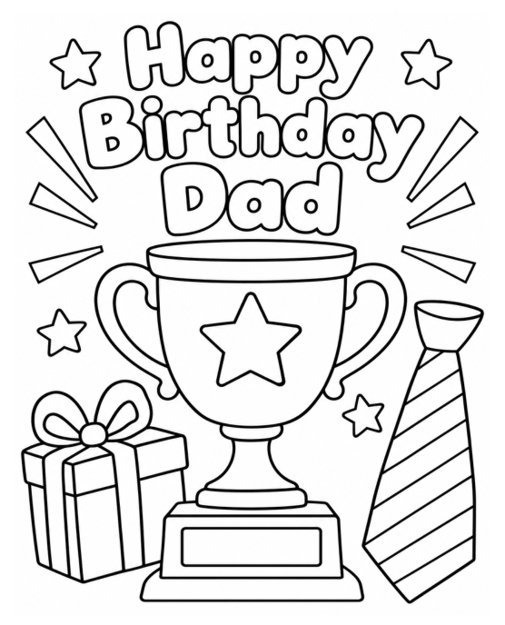 Preview of Birthday Coloring Pages for Dad