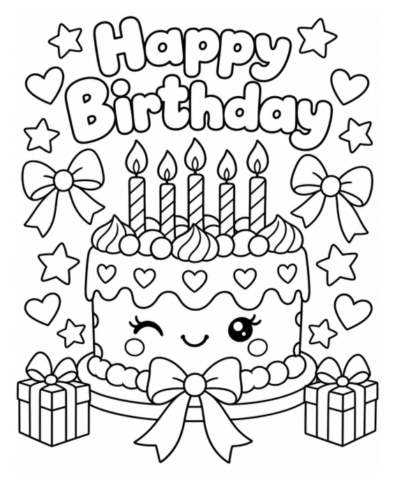 Preview of Birthday Coloring Pages for Girls