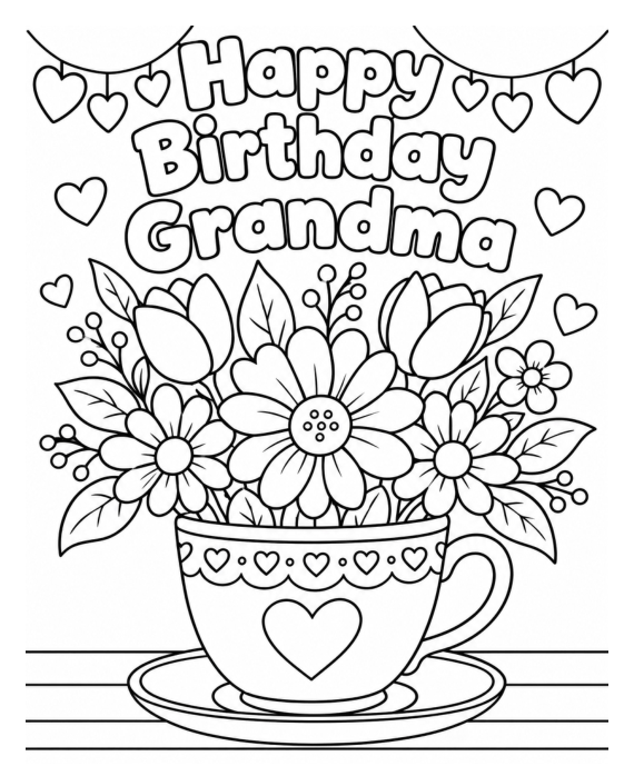 Preview of Birthday Coloring Pages for Grandma
