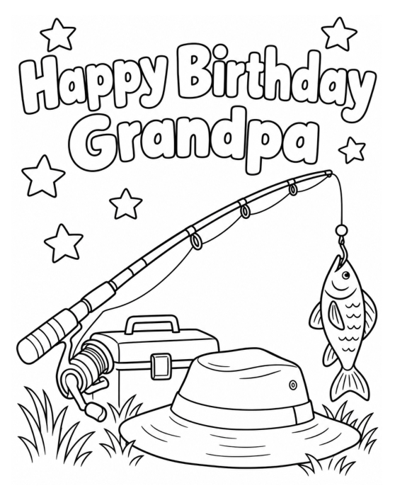 Preview of Birthday Coloring Pages for Grandpa