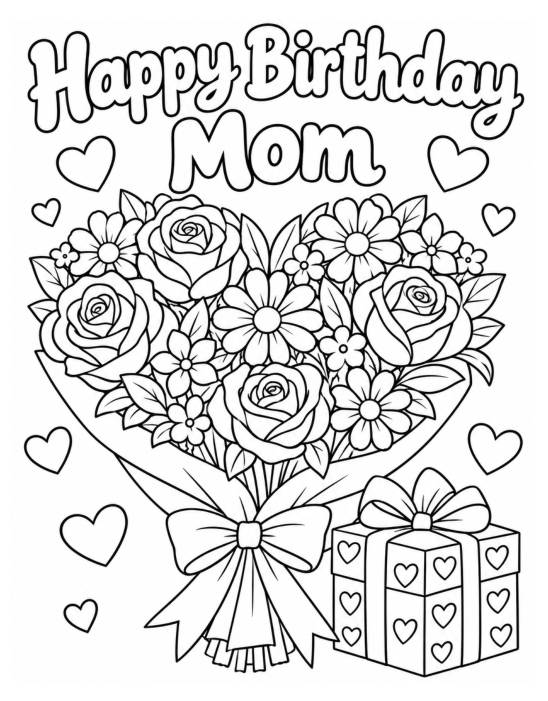 Preview of Birthday Coloring Pages for Mom