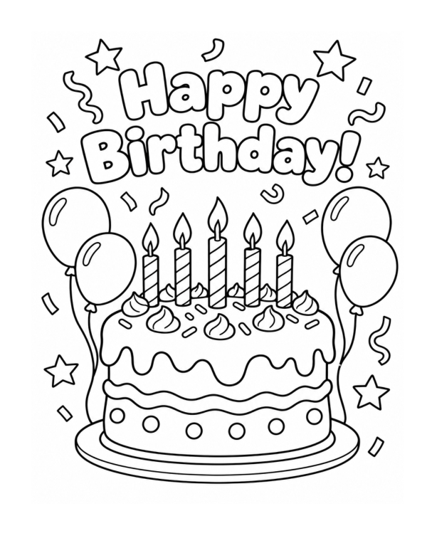 Preview of Printable Happy Birthday Coloring Sheet